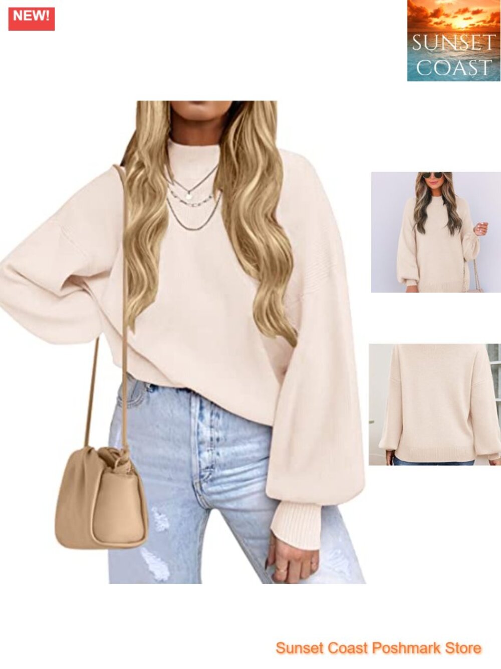 Womens Oversized Turtleneck Long Sleeve Knit Pullover Sweater